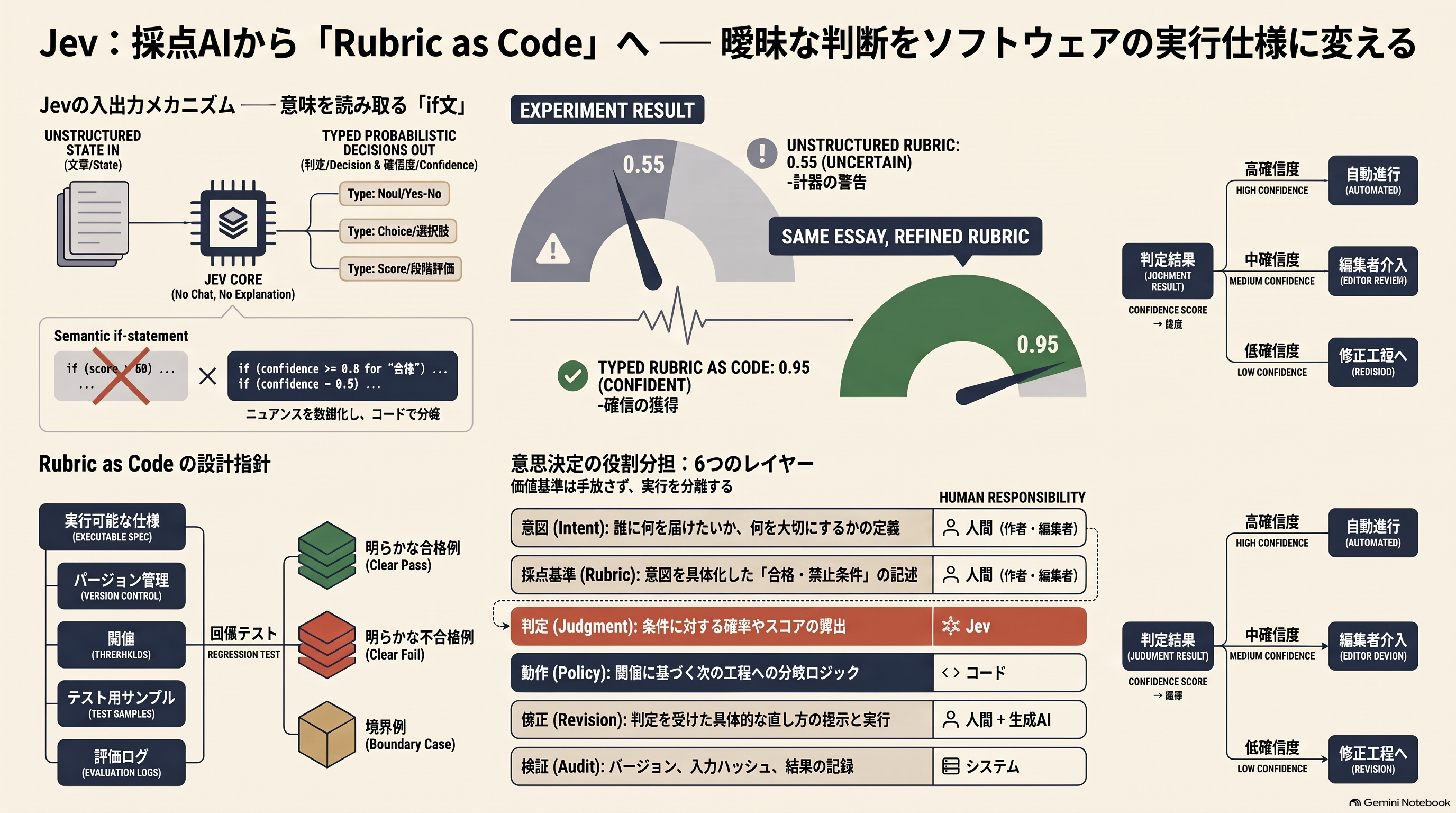 インフォグラフィック：Debug the Rubric — 採点AIを導入する単位はモデルではなく、採点基準そのものである